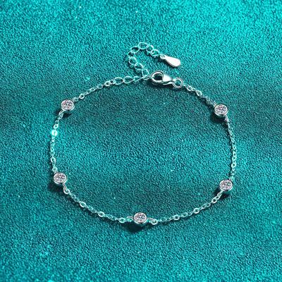 S925 Sterling Silver Plated PT950 Bubble Moissanite Bracelet Bracelet Simple Light Luxury Small Bracelet for Women Versatile