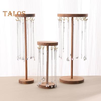Standing Necklace Holder Jewelry Organizer with Hooks Wooden Base Headband Organizer Display Stand for Girls Necklaces Bracelets