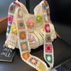 Bohemian Vintage Hollow Floral Contrast Casual Messenger Bag - Assorted Color Fabric with Buttons, Washable By Hand, Open Design, Ideal for Women