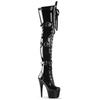 17CM Over-Knee Boots | Punk Rock Pole Dance Boots | Black Lace-Up with Buckle Strap | Anti-Slip Stage Shoes for Club Night