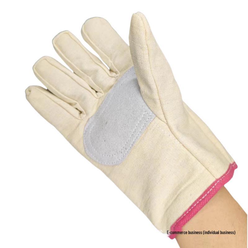 Durable Double-Layer Canvas and Leather Work Gloves for Welding and Construction
