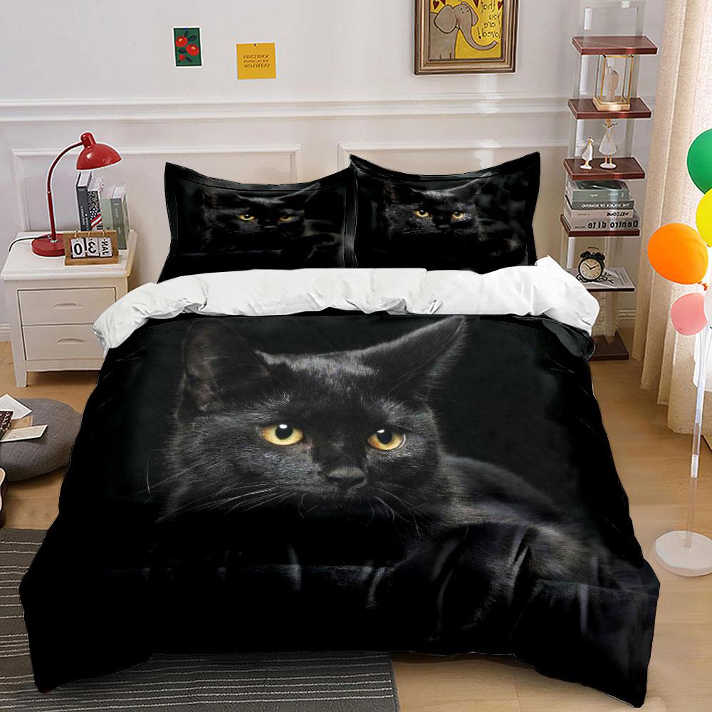 Black Cat Bedding Set Bedding Duvet Cover Set Duvet Cover Pillowcases (1 * Duvet Cover 2 * Pillowcases, without duvet insert) 135x200cm