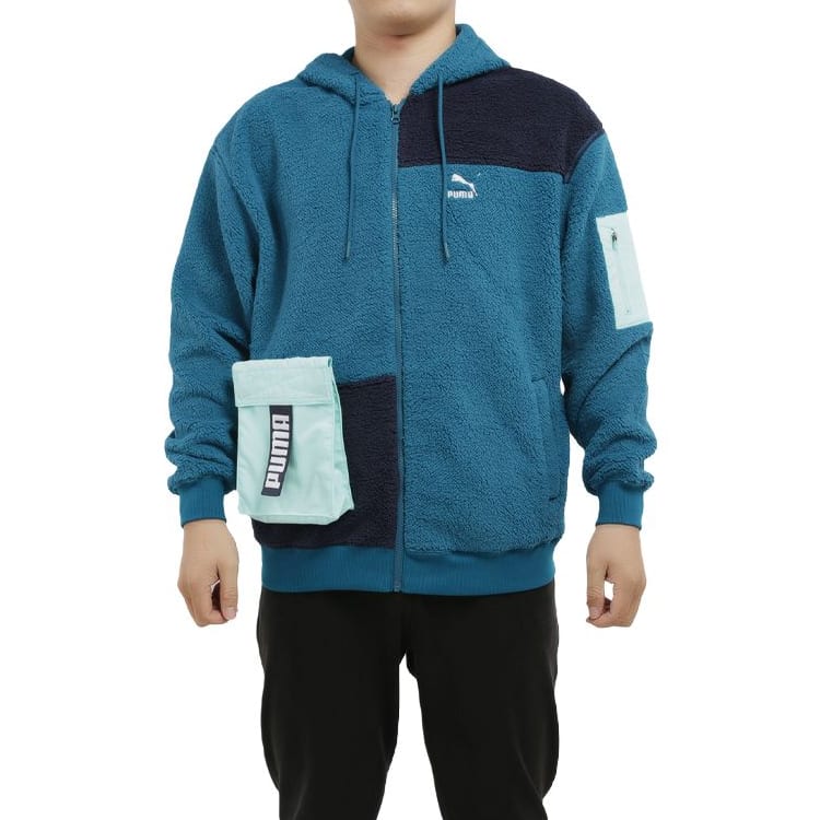 Puma Retro Block Sherpa Coat Men's Digital Blue Color 530711-36
