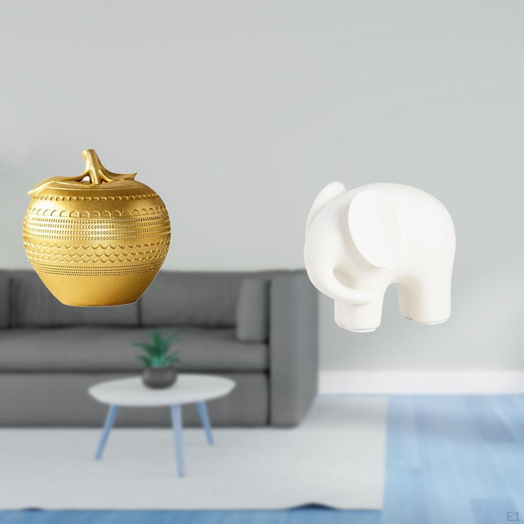 Modern Resin Elephant Figurine Sculpture Art for Tabletop Bookshelf Dining Room Bedroom Office