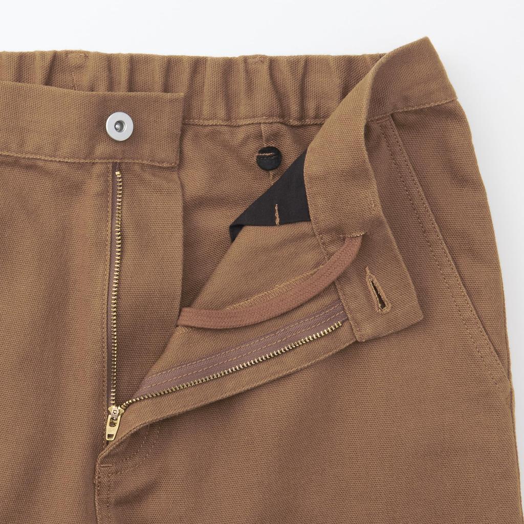 MUJI Men's Kapok Blend Canvas Wide-Leg Pants (Mustard, Size L)