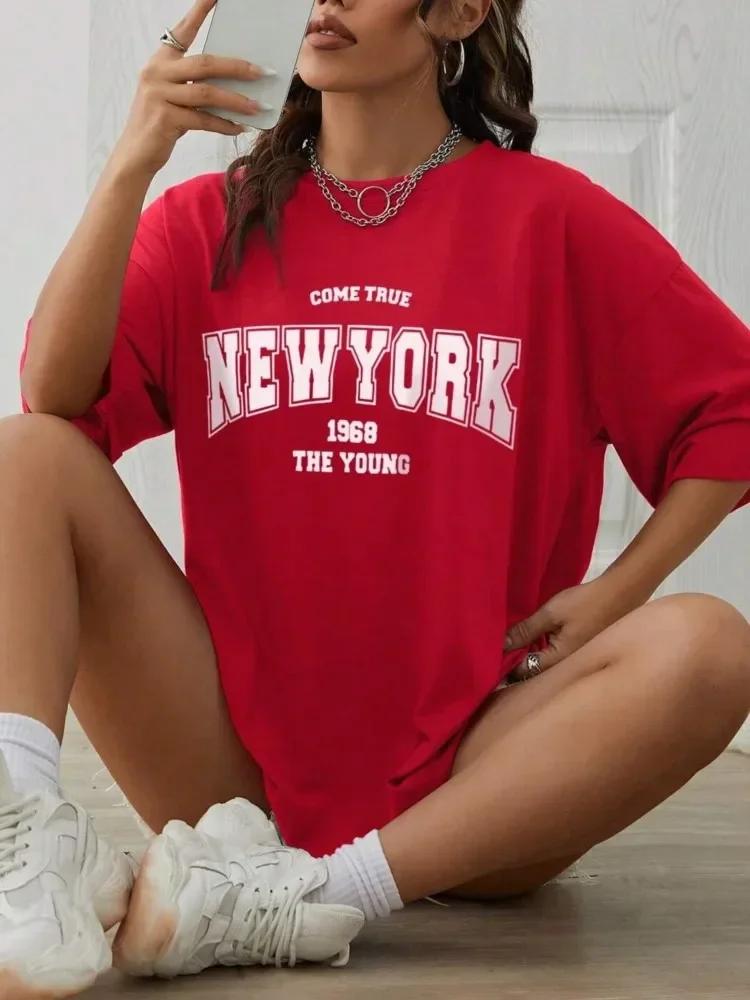When 1968 The New York Is Young Woman T shirt Girl Oversize Daily Top Female Creativity Streettshirt Individual Casual Clothes Unisex