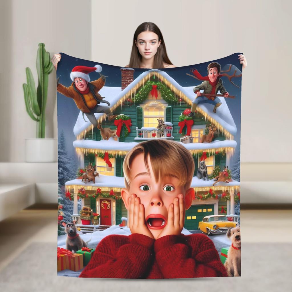 Home Alone Christmas Comedy Film Printed Blanket For Men Women Warm Cozy Fluffy Throw Blankets for Living Room Multi-size