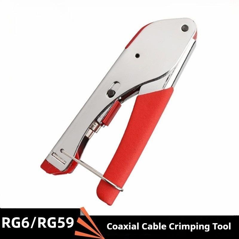 Multifunctional Coaxial Crimping Pliers, Crimping Tool for Coaxial Cable, Cold Crimp RG59 RG6 Cable TV Crimping Tool