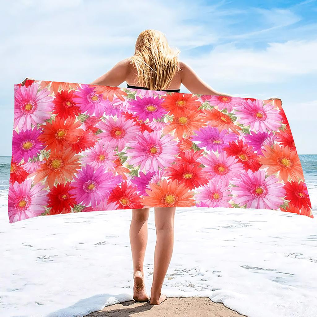 Bath Towel Boho Style Flower,Oversized Sand Proof Blanket Swimming Floral Flowers Bath Pool Towel for Travel Camping Yoga Sport