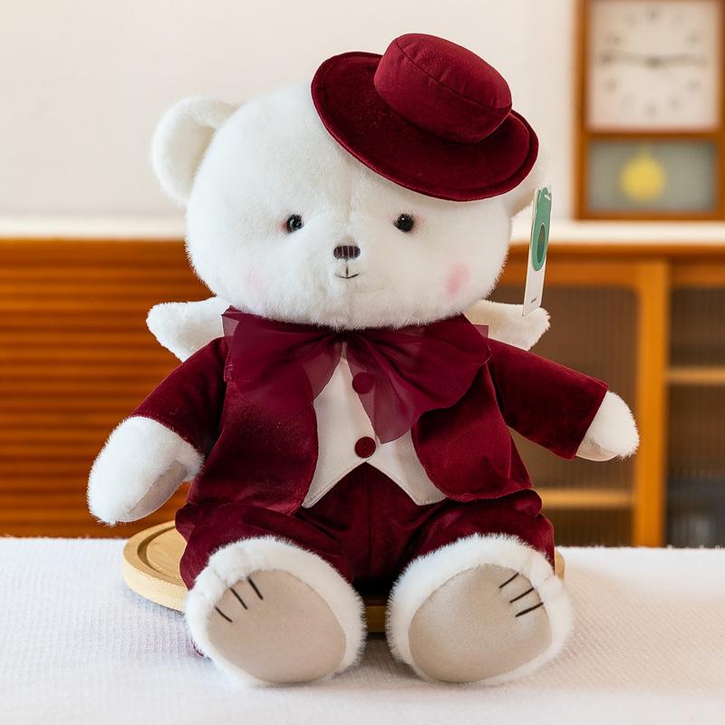 Wedding Plush Themed Bear With Short Plush Material For Romantic Gift And Decor