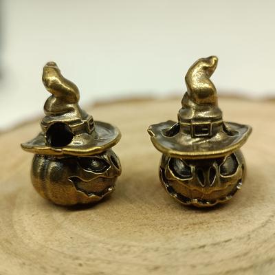 Pumpkin Wizard Brass Knife Beads EDC DIY Paracord Woven Bracelets Lanyard Key Chain Pendants Accessories Outdoor Tool