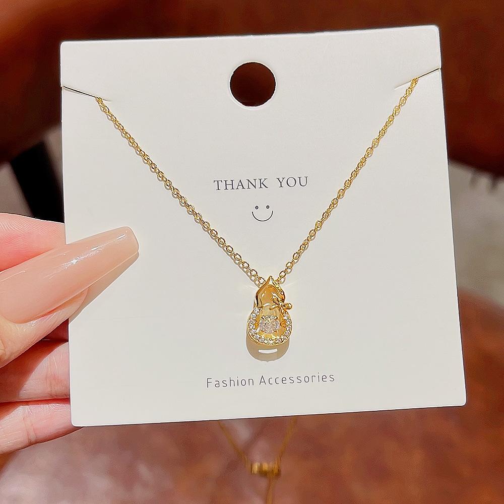 Titanium Steel Necklace Female Lucky Gourd Clavicle Chain Beating Heart Ins Simple and Cold Talk About the Wind Smart Pendant Tide