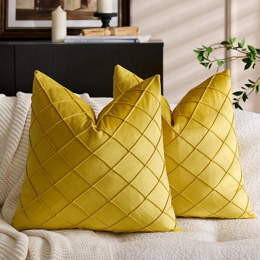 Throw Nordic Checkered Velvet Embroidered Pillow Cover For Sofa Décor