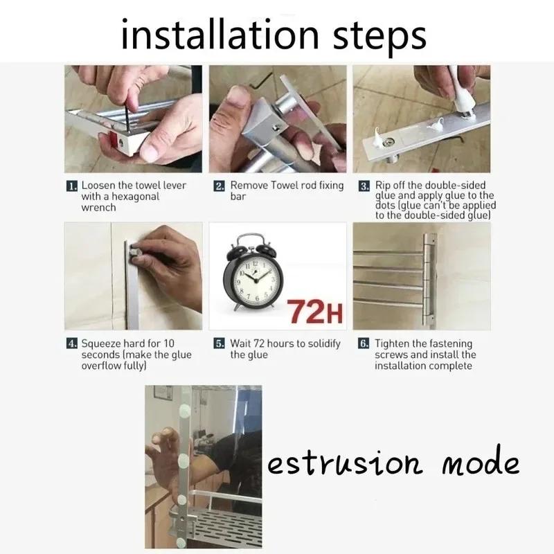Bathroom Kitchen Wall-mounted Towel Polished Rack Holder Hardware Stainless Steel Punch Free Foldable Rotating Towels Racks