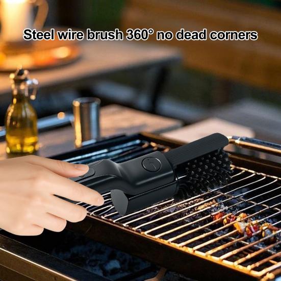 Spazzola Elettrica per Griglia con 7 Angolazioni e 3 Velocità, Pulitore Girevole per BBQ a 410 RPM per Griglie a Gas, Carbone e Ceramica, Strumento per la Pulizia della Griglia BBQ Lavabile in Lavastoviglie