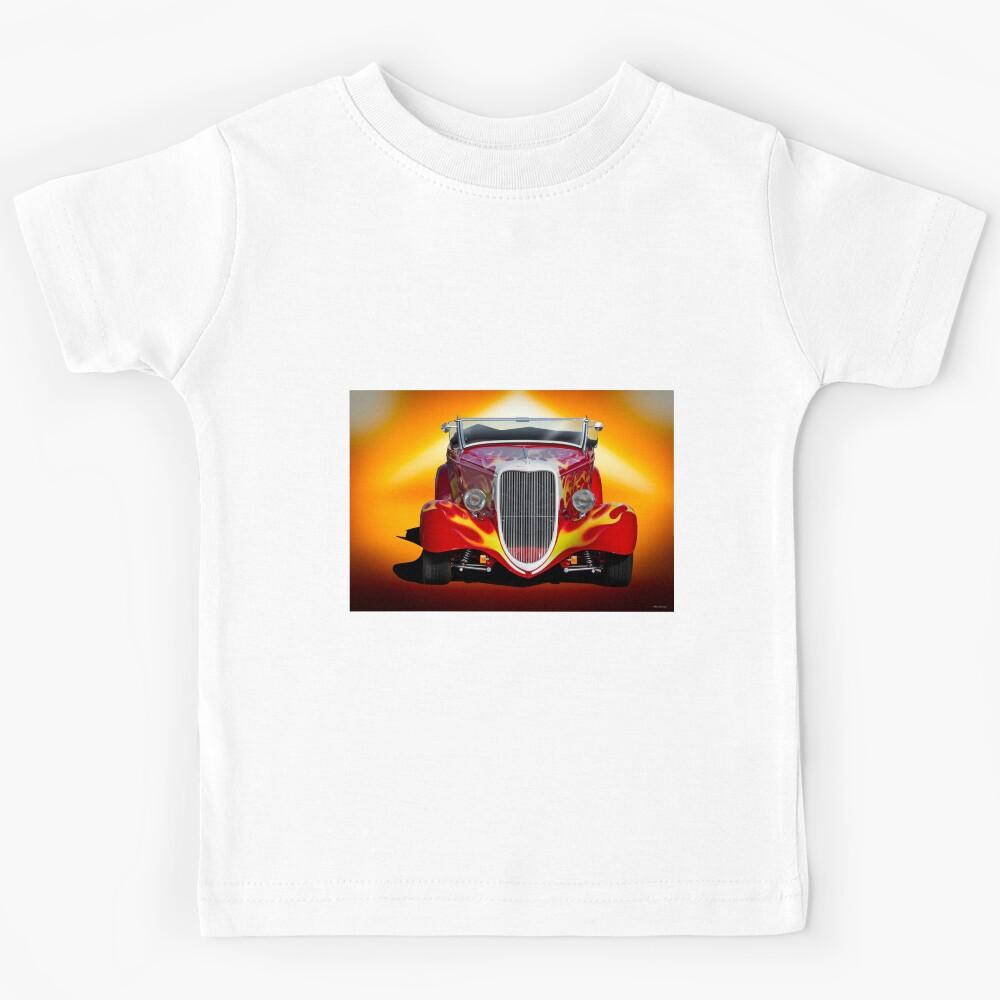 1934 Ford Frontal with Flames Roadster Kids T-Shirt 150