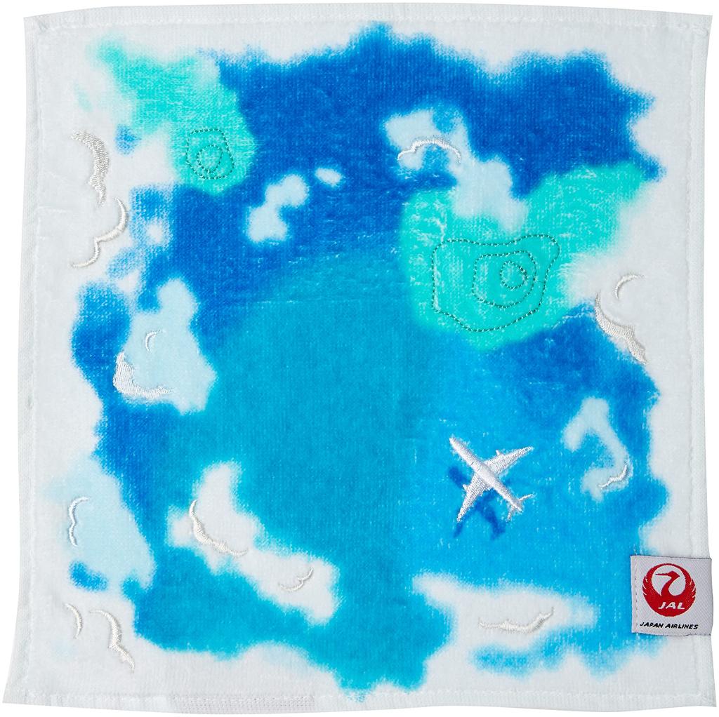 Marushin Hand JAL Japan Blue Sky 6205001800 Towel, Airlines, Flight, 25x25cm, 100% Cotton,