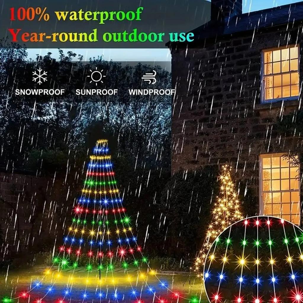 2M Meteor Waterfall Fairy Curtain Lights 8 Modes Christmas String Tree Light for Outdoor Garden Holiday Xmas Tree Decor Lights