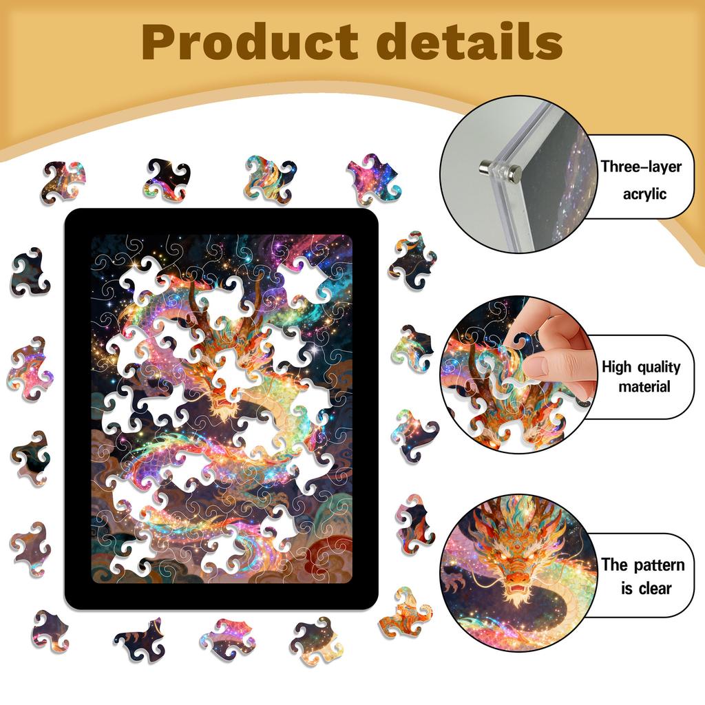 Colorful Dragon Puzzle Decorative Ornament Gift Guochao Transparent Acrylic Puzzle