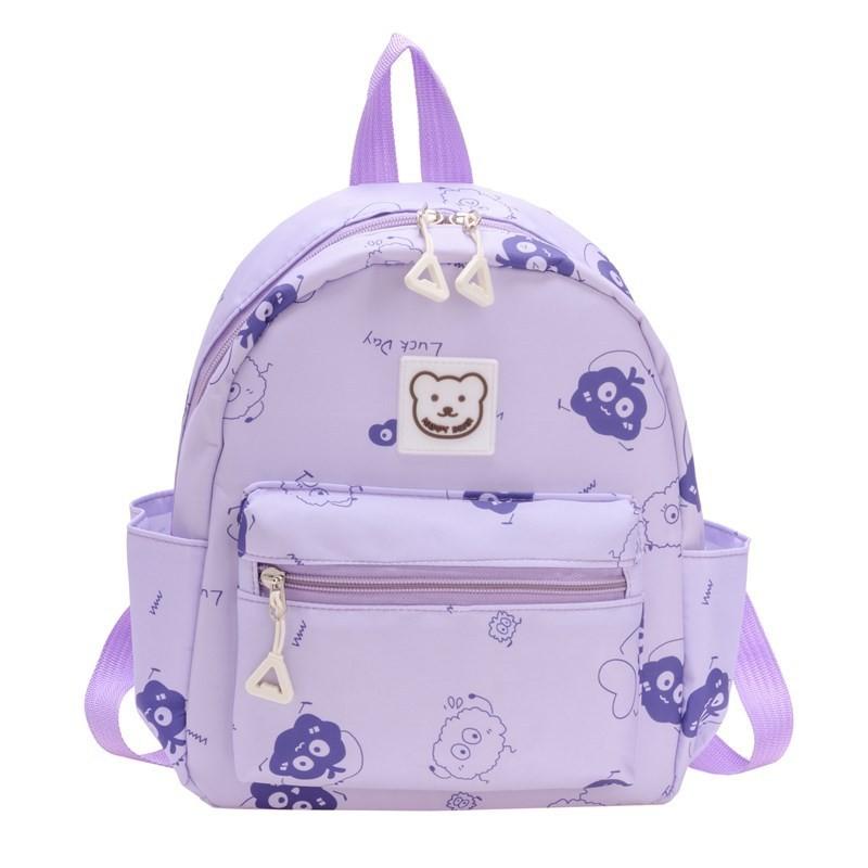Adorable Cartoon Bear Print Backpack For Boys And Girls Breathable Nylon Material
