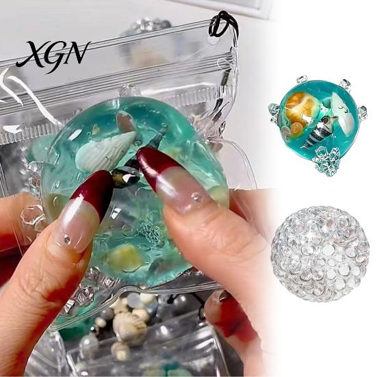 TPR Stress Ball Ocean Seashells Anxiety Relief Clear Squeeze Travel Relaxation Tool Toy Home Office Workers Hand Sensory Portable