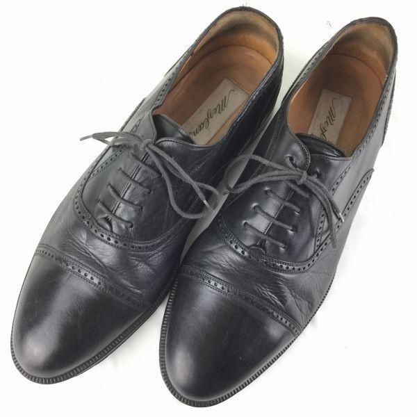 MEZLAN Vintage Etikett Semi Brogue Business Schuhe Schwarz Größe 10.5M 28.0 Herren(GEBRAUCHT)