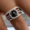 Elegant Cushion Black Cubic Zirconia Set Rings Luxury S Accessories for Women Modern Design Wedding Fashion Jewelry