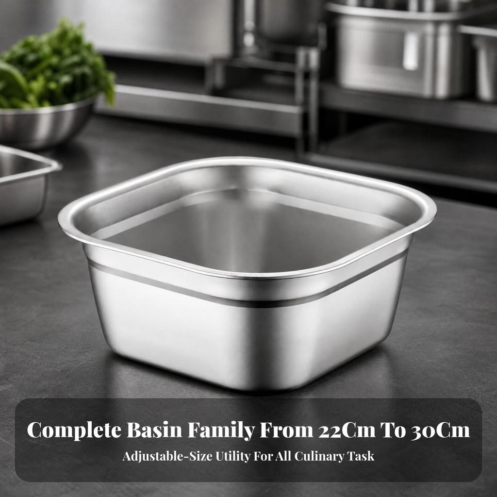 Square Stainless Steel Mixing Bowl Induction Compatible for Countertop Use