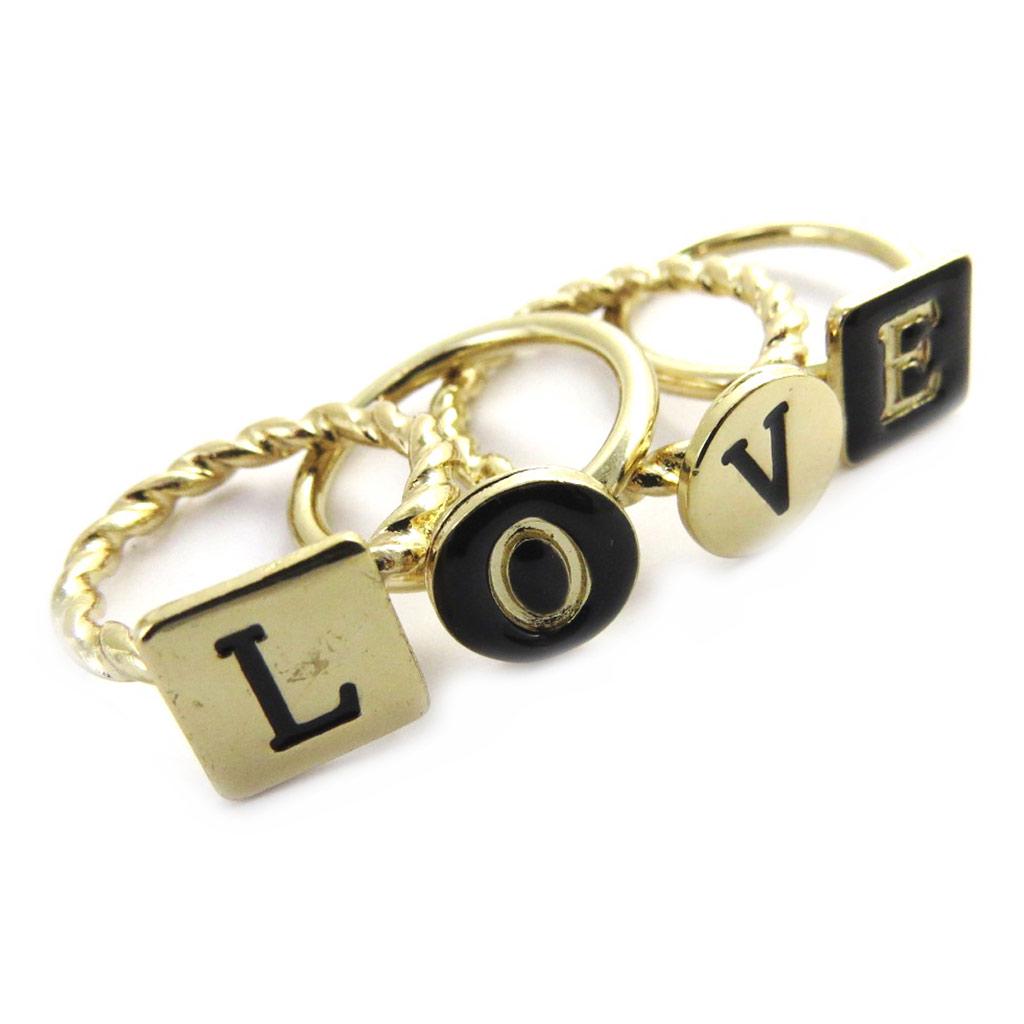 Les Trésors De Lily [M8180] - Plural Ring 'Love' Black Gold