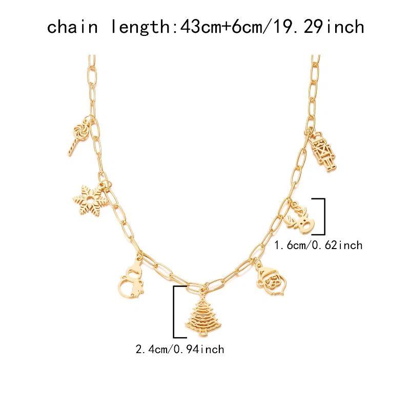 Exaggerated Christmas Bell Beaded Choker Necklace For Women Trendy Xmas Pendant Clavicle Chain New Year Party Jewelry Gift