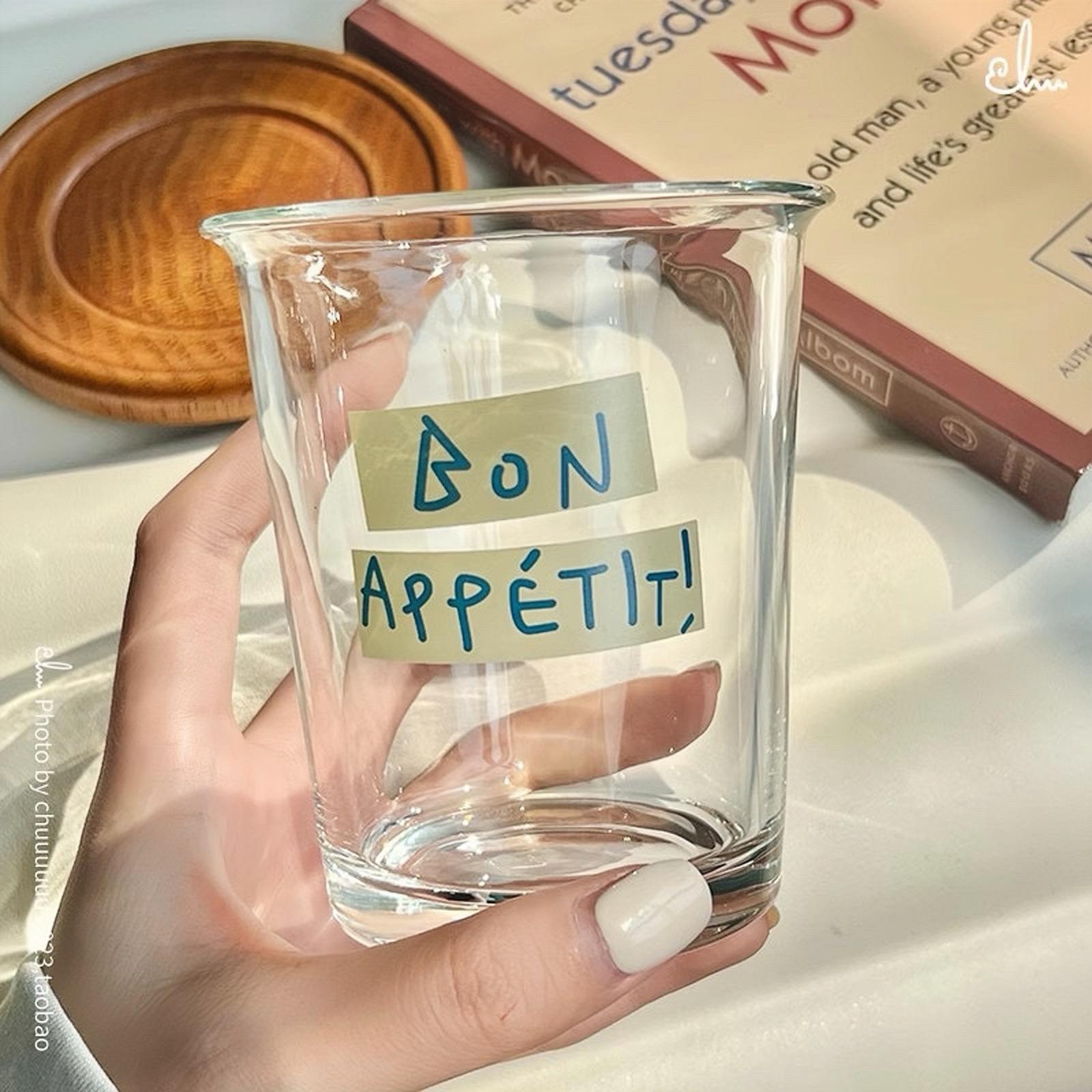 Korean Style Flip-Top Glass Cup - Large Capacity Modern Cold Drink & Coffee Cup 300ml Customizable
