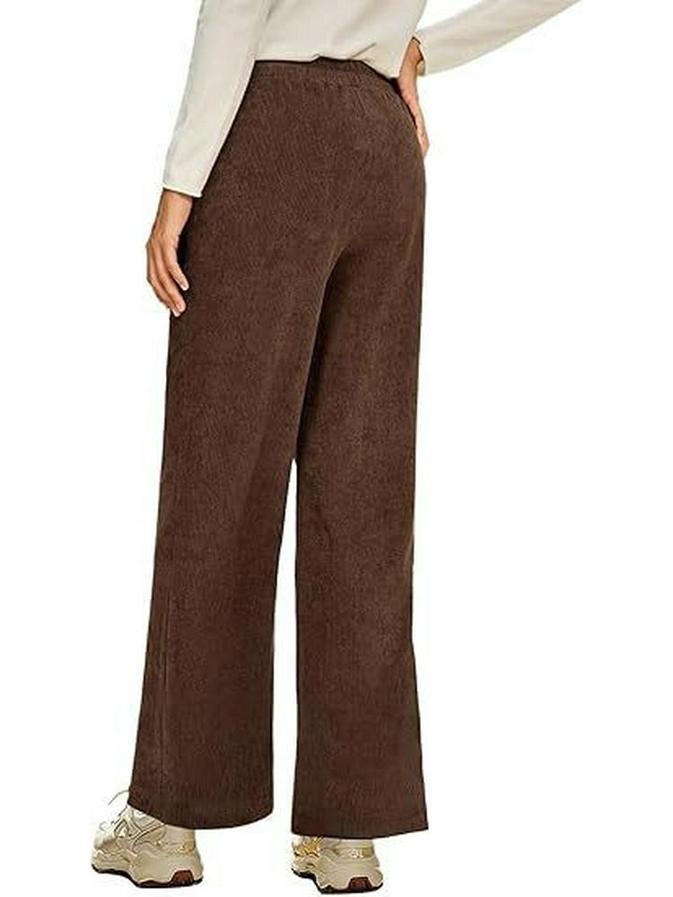 2026 Spring Elastic High Waist Lace-Up Corduroy Pants, Wide-Leg, with Pockets, Casual Long Trousers.