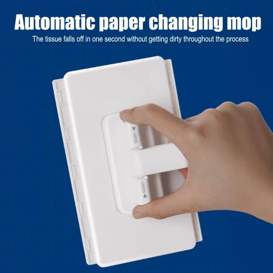 Snap Grip Mini Mop Zero Touch Cloth Change Lazy Mop Long Handle Flat Mop Locking Head with Sweeping Cloth for Wet And Dry Use Home Bathroom Cleaning