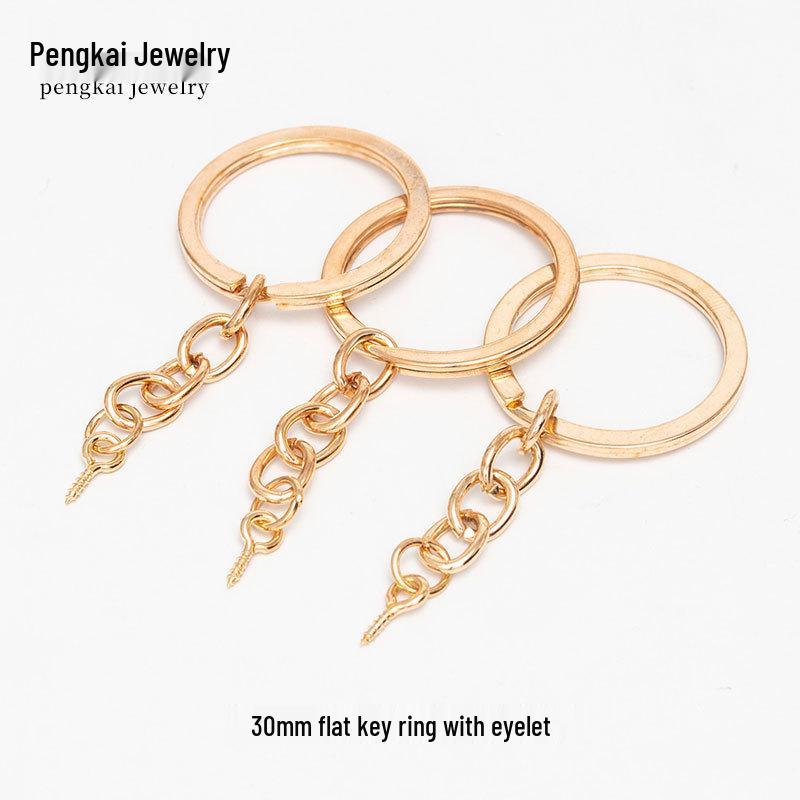 DIY Jewelry Accessories: KC Gold Four-Section Chain Keyring for Handmade Keychains