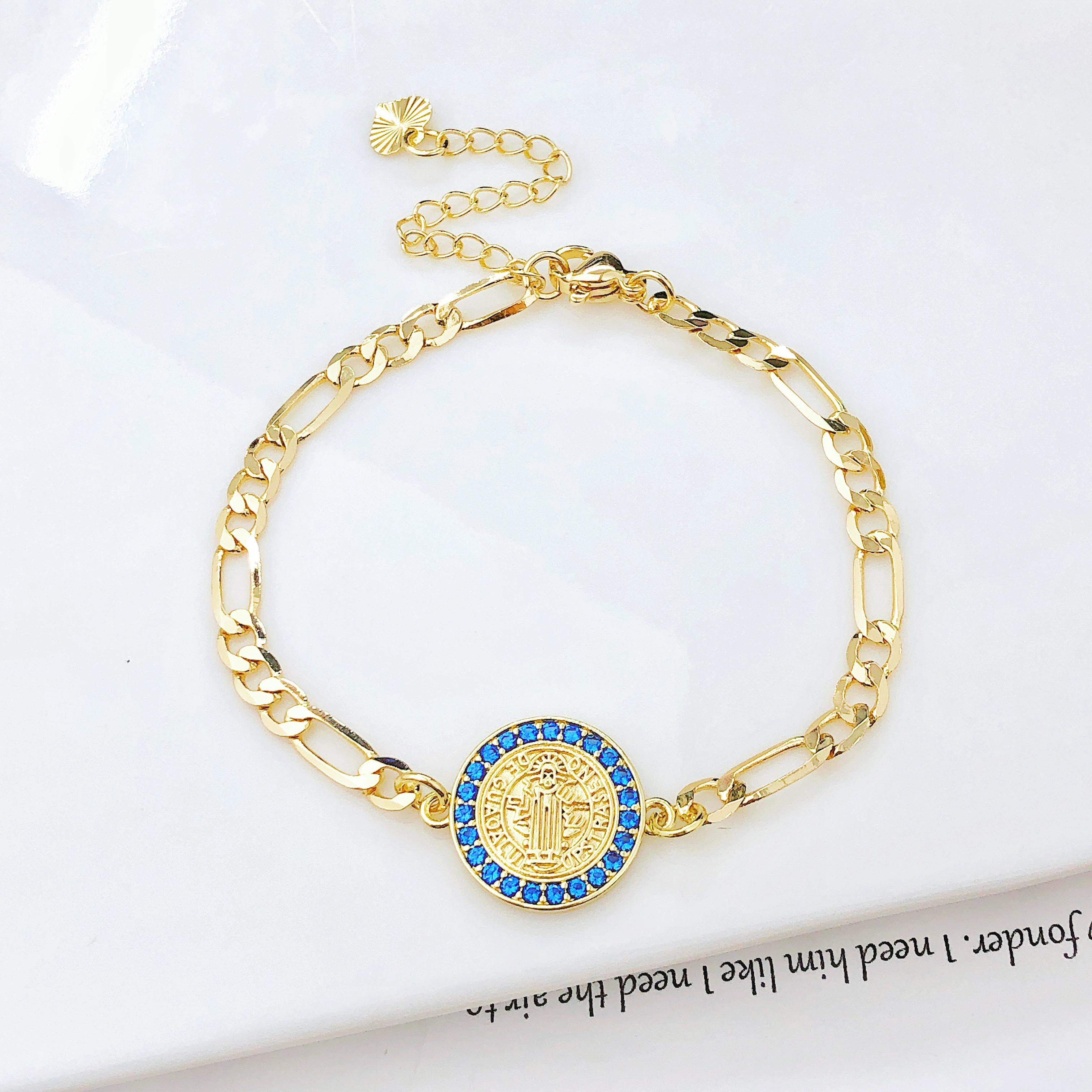 

Fashion Men Women Religious Figure Adjustable Bracelet High-Quality Party Gold-Plated Zircon Zircon for Daily Wear