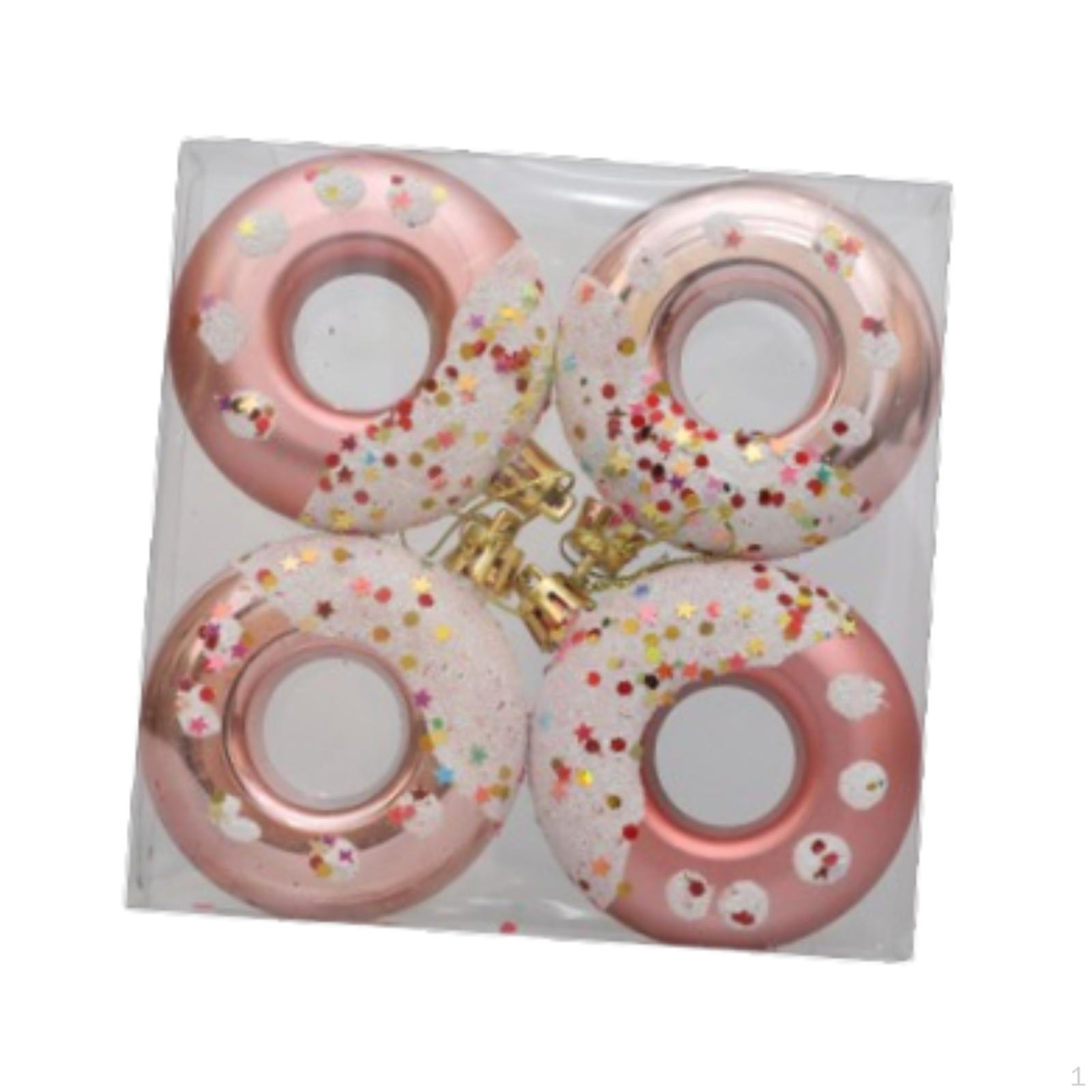 

4 шт. Рождественские подвесные украшения в форме пончика, рождественские украшения, декоративные, диаметр 7 см для Rose Golden