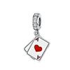WOSTU Poker Red Heart A Dangle Charm 925 Sterling Silver Dazzling Zircon Beads Fit Original DIY Bracelet Jewelry Making CQC1172