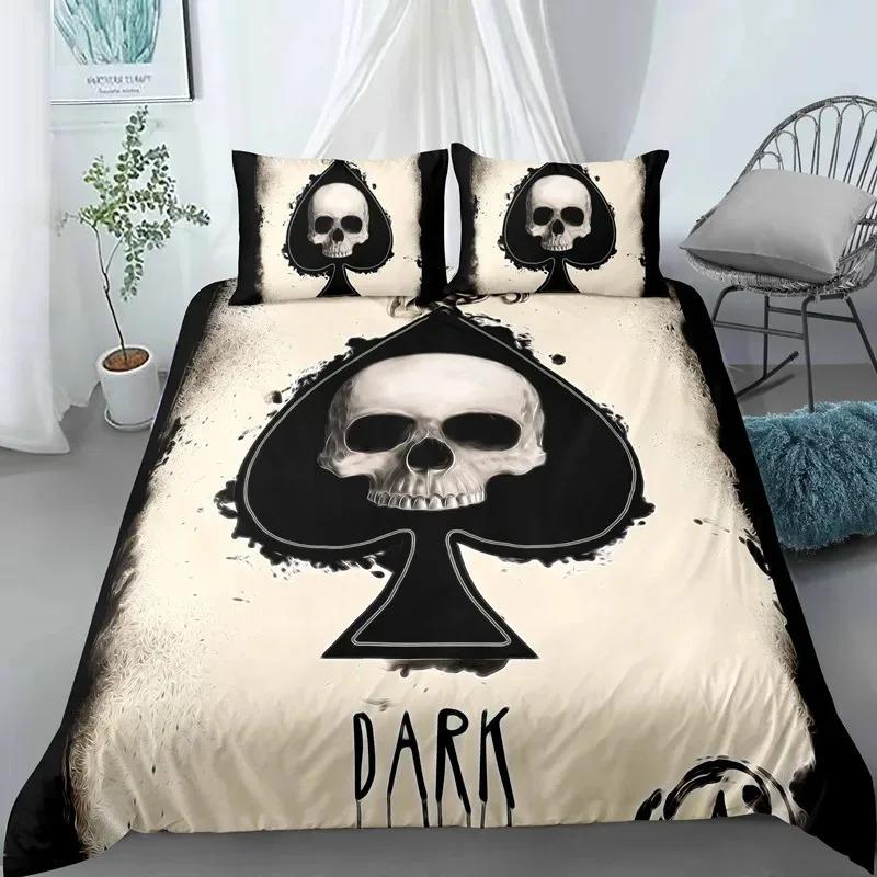 3D Scream Horror Skull Duvet Cover Set Queen Size Sugar Skull Bedding Sets Single Twin Full King Comforter Cover Bedroom Decor