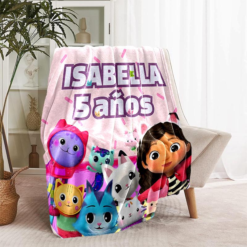 1pc Blanket Gabby's Dollhouse Print Design, Lightweight Blanket for Sofa, Bed- Soft &Warm, Gift for All Seasons like Christmas, Halloween