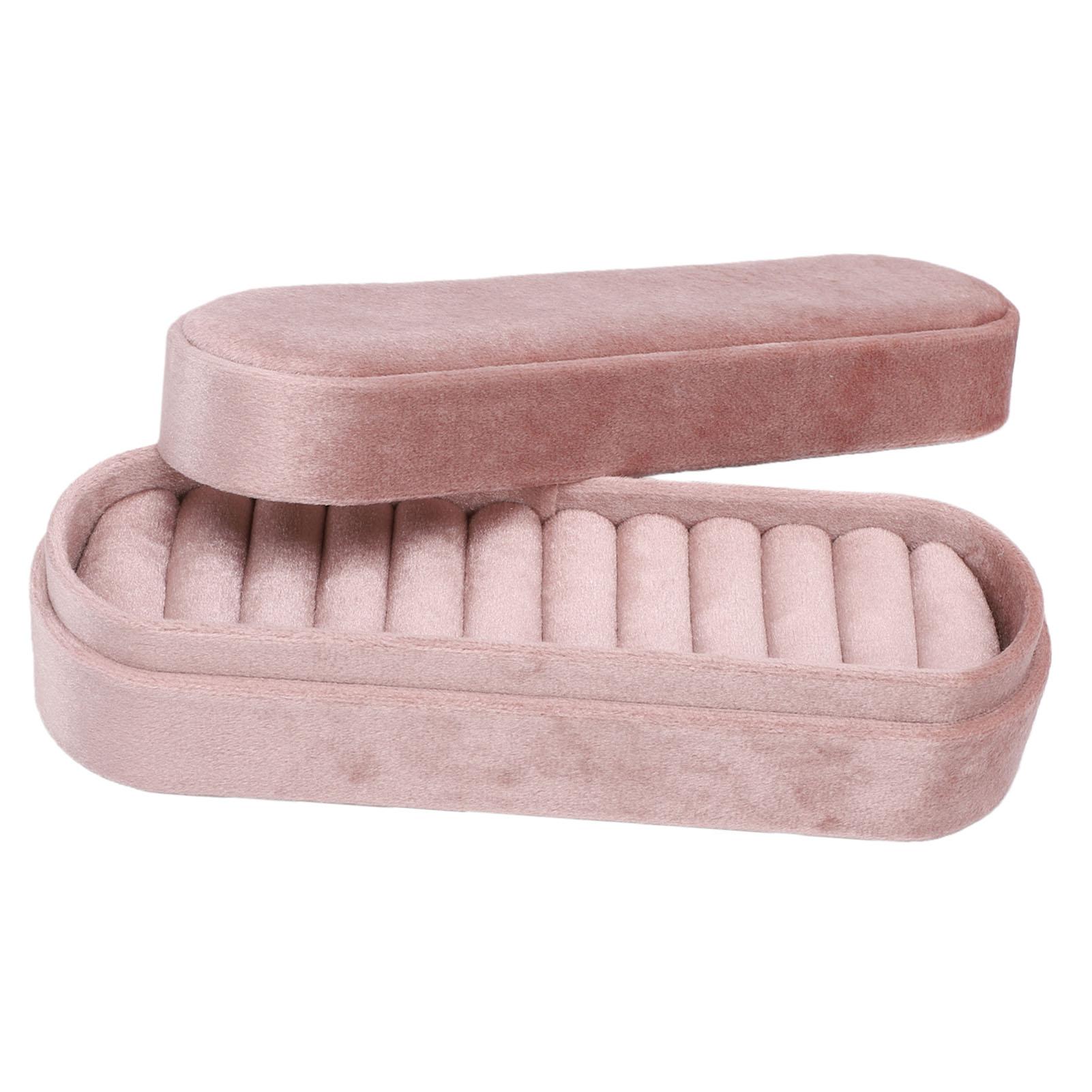 

Velvet Ring Box 11 Slot Portable Jewelry Ring Earrings Organizer Display Storage Case for Wedding Birthday Pink G86