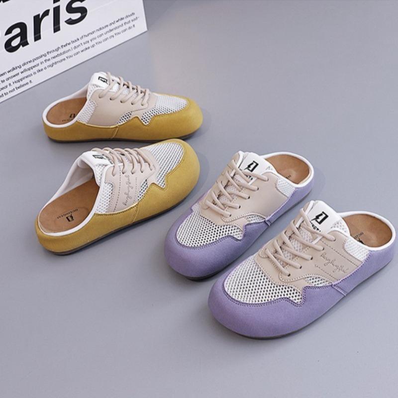 Womens Slipper Fad Baotou Half Slipper Design Sense Outside Wear Casual Women Sandals Mesh Breathable Flat Shoes Sandalias Mujer