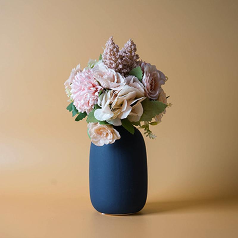 Nordic Ceramic Vase Solid Color Simple Art Flower Pot Decoration With Small Bottleneck For Table Shelf Dining Room