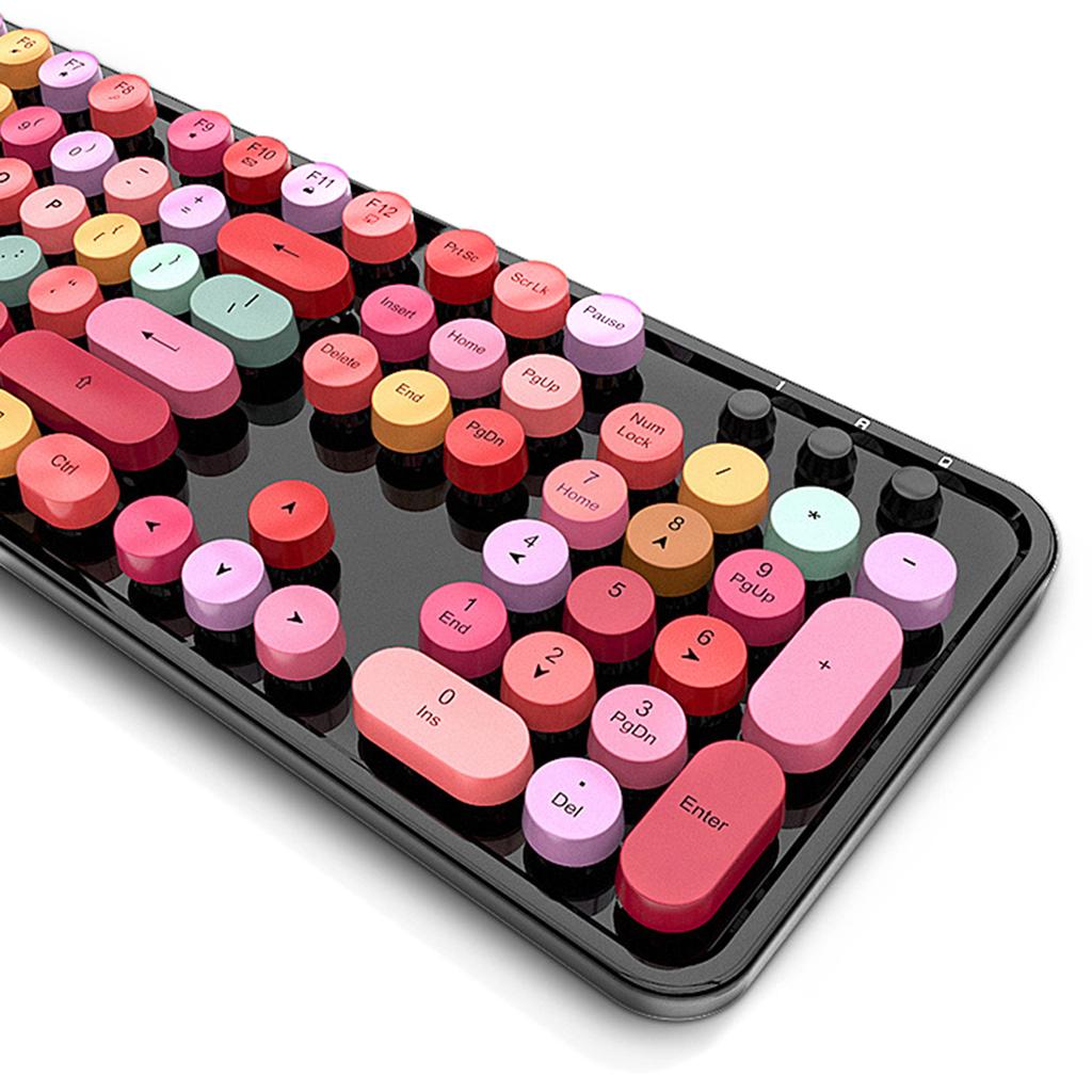 Mofii Sweet Keyboard Mouse Combo Mixed Color 2.4G Wireless Keyboard Mouse Set Circular Suspension Key Cap for PC Laptop
