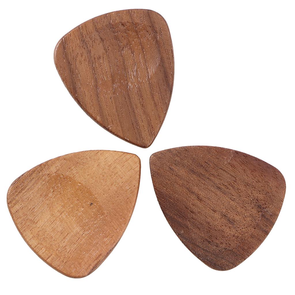 Wood Guitar Pick Holder Set 3 Pcs Wooden Guitar Picks and Storage Case for Performance