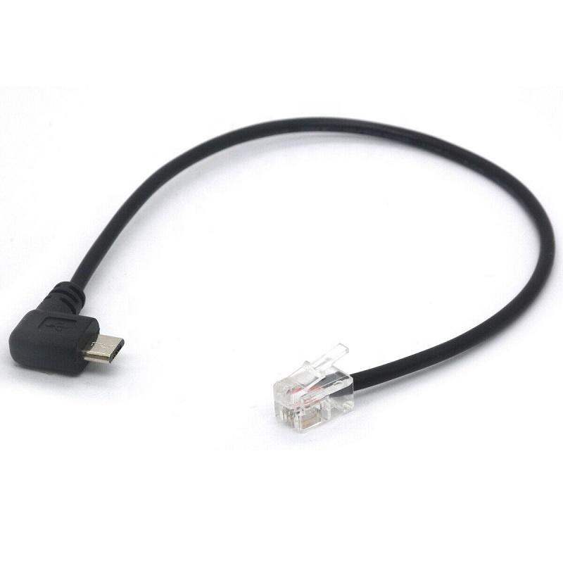 Right Angle Micro Usb Male to 4P4C RJ9 Male Telephone Converter Extension Cable 0.2m чёрный
