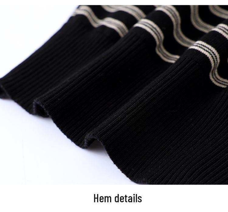 Mom's Stylish Spring Striped Lapel Knitwear for Middle-Aged & Elderly Women - Age-Reducing, Loose Fit T-shirt Top