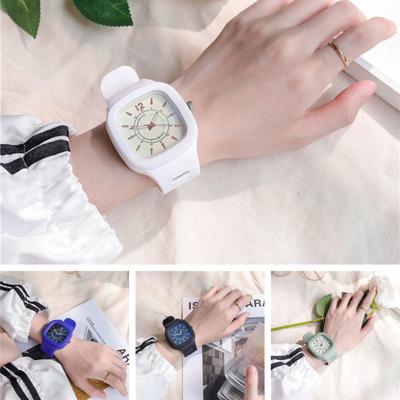 Women Watch Japanese Style Adjustable Plastic Strap Square Dial Quartz Movement Student Anolog Watch Daily Travel Wristwatch