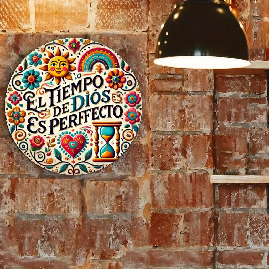 "God's Time Is Perfect" Sign. Weather-resistant Aluminum Art for Courtyard, Garage or Café.