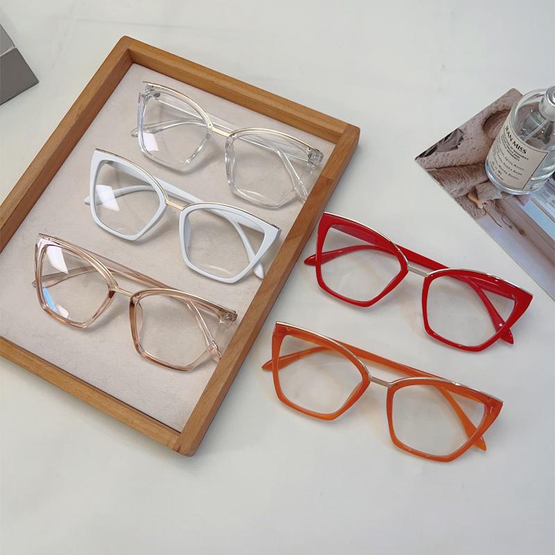 Oversized Cat Eye Glasses Women Fashion Vintage Candy Color Rim Eyewear Trendy Chic Design Blue Light Blocking Eyeglasses