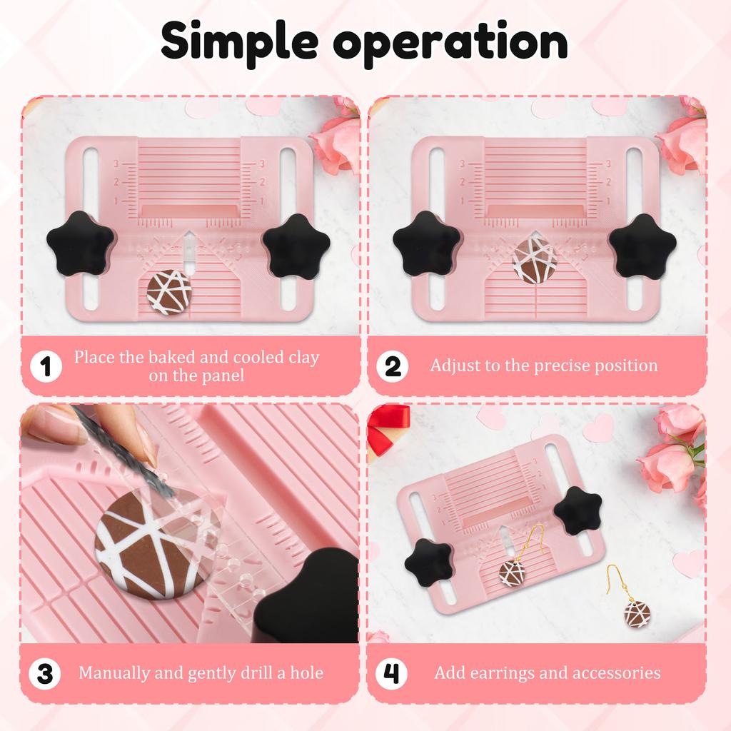 Polymer Clay Earring Drill Guide Piercing Tool for Clay Beads Hole Positioning Design Wear Resistant for Jewelry Making Crafts
